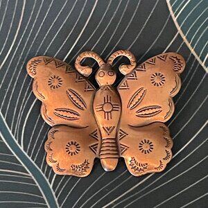 Vintage Southwestern Copper Butterfly Brooch Pin